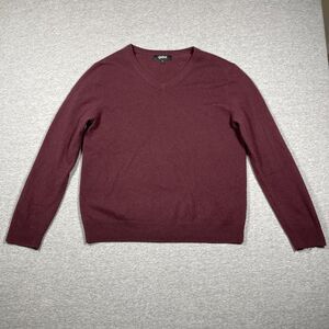 Quince Sweater Mens L Red V-Neck Cashmere Lightweight Pullover Tight-Knit